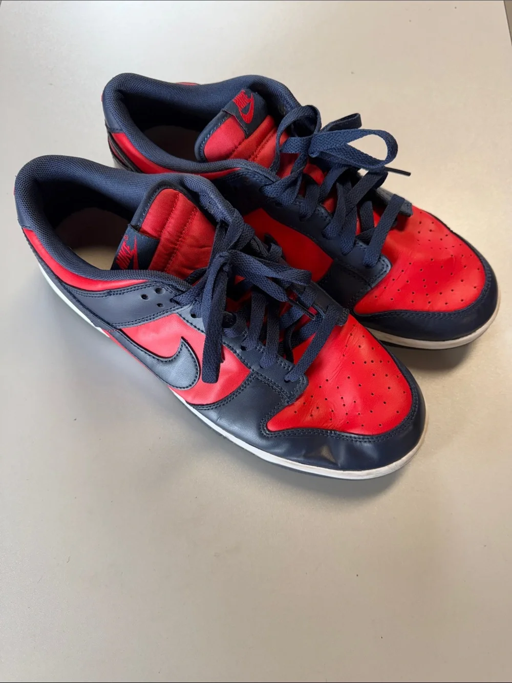 NIKE Men's Dunk Low Retro Navy Red Shoes Size 11 - Picture 5 of 12
